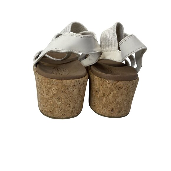 Skechers Womens Platform Wedge Sandals Size 8.5 White Cork Sole - Picture 5 of 6
